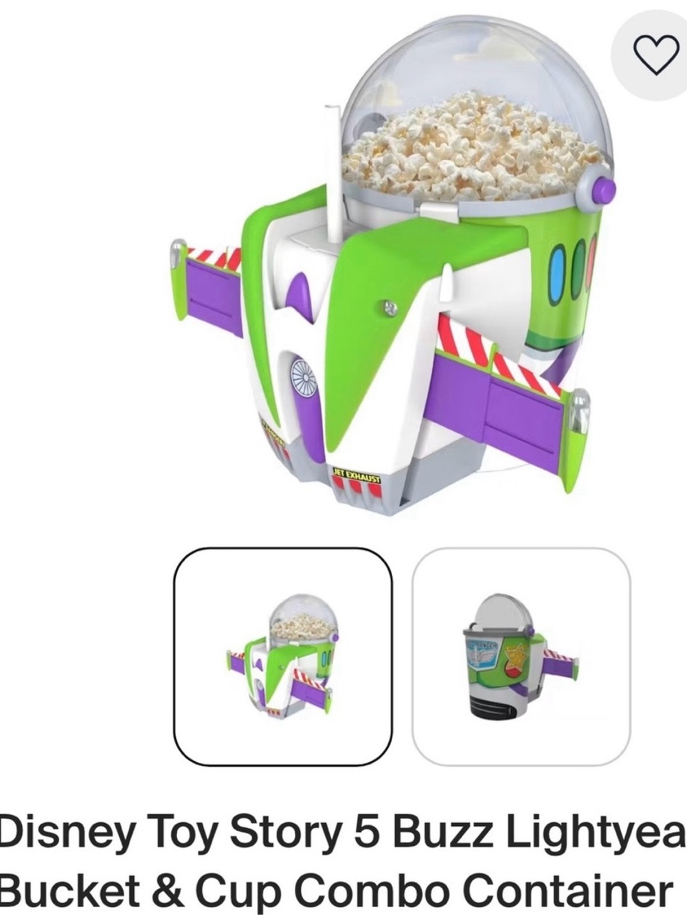 Disney Buzz Lightyear Popcorn Bucket & Cup Combo - Green, Purple, White